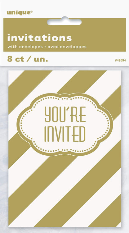 Unique Party Supplies Golden Birthday Invitations (8 count)