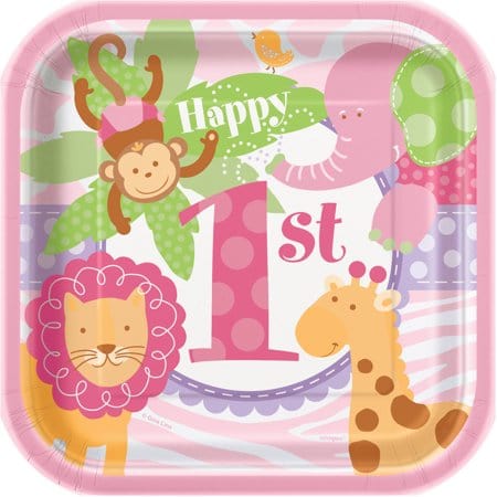 Unique Party Supplies Pink Safari Plates 7″ (8 count)