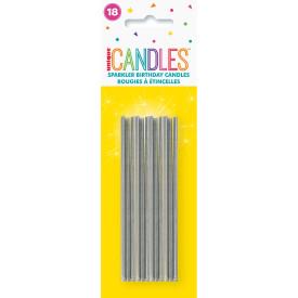 Unique Party Supplies Silver Met Candles (18 count)