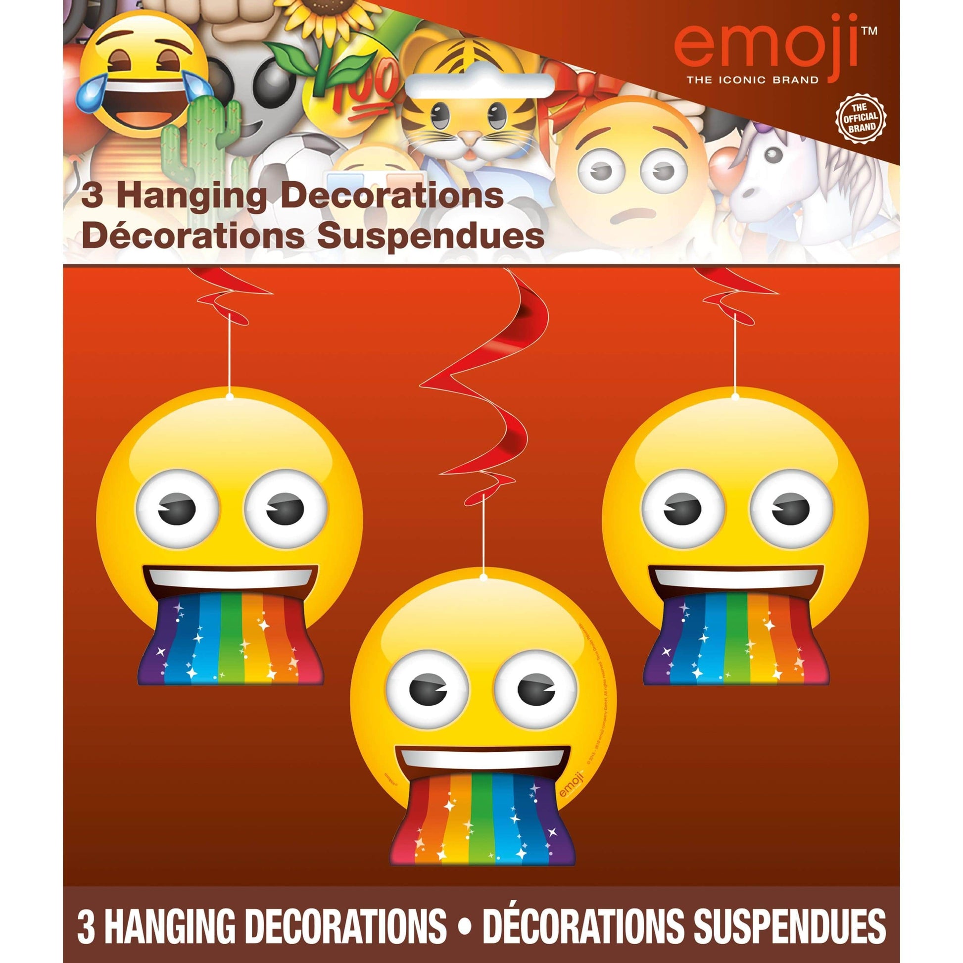 Unique Rainbow Fun Emoji Hanging Swirl Decorations — 26" (pack of 3)