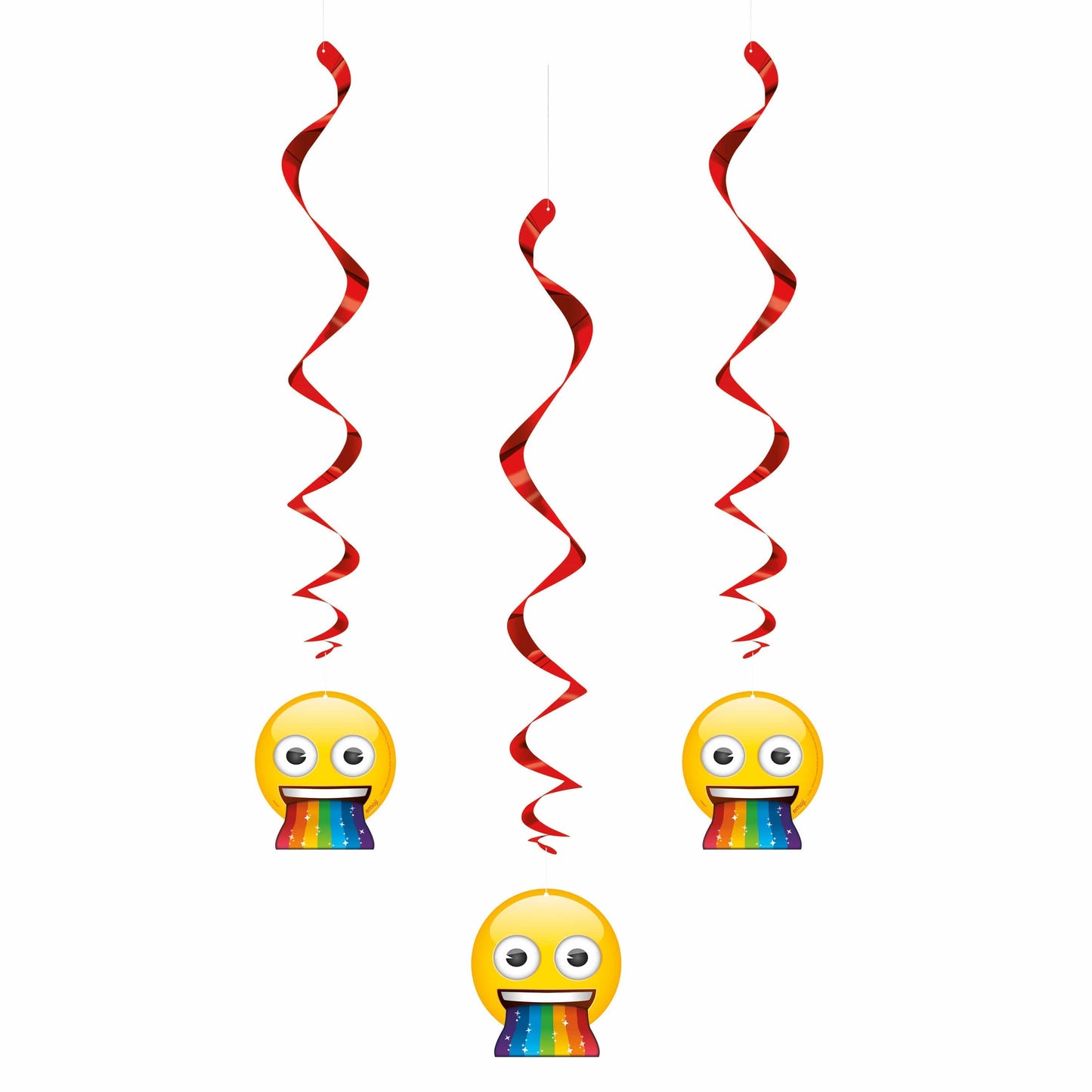 Unique Rainbow Fun Emoji Hanging Swirl Decorations — 26" (pack of 3)