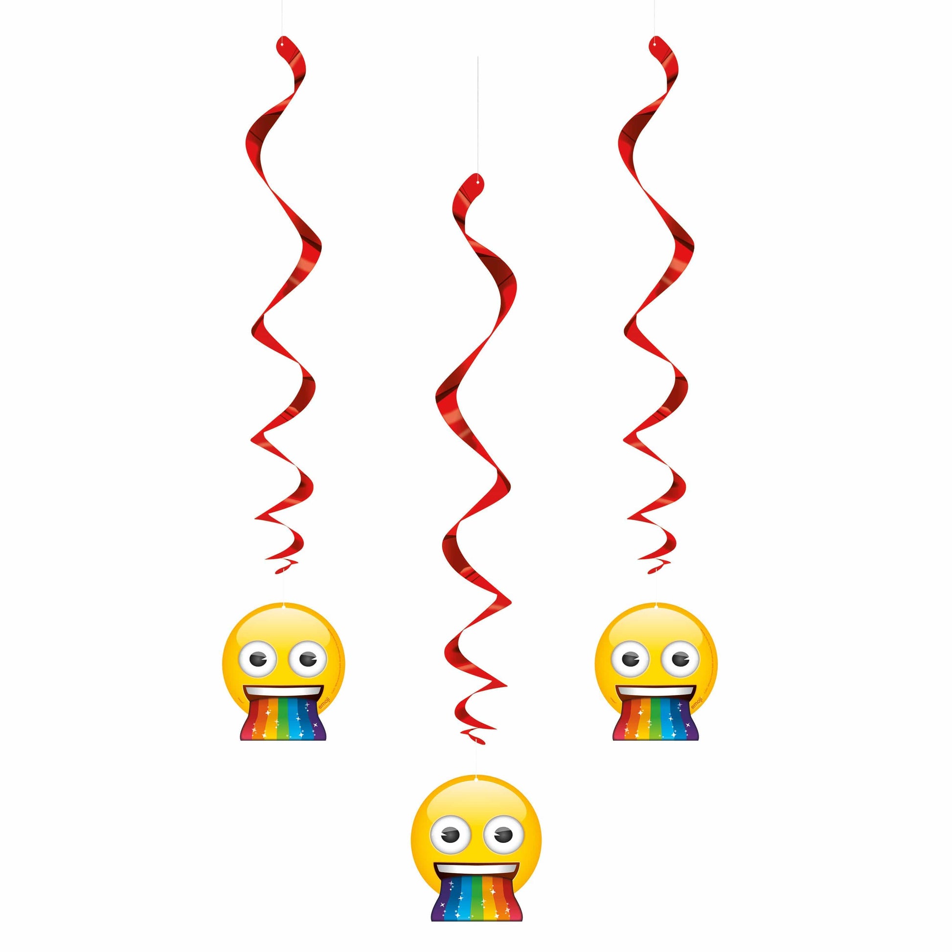 Unique Rainbow Fun Emoji Hanging Swirl Decorations — 26" (pack of 3)
