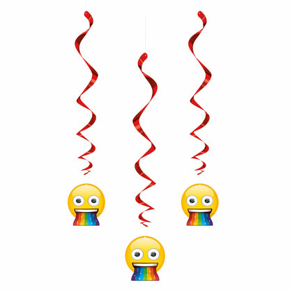 Unique Rainbow Fun Emoji Hanging Swirl Decorations — 26" (pack of 3)