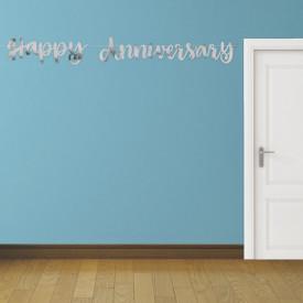 Unique Silver Script Foil "Happy Anniversary" Banner
