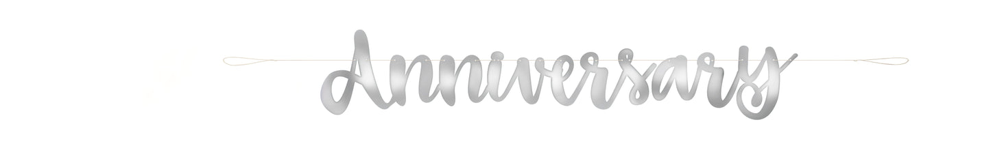 Unique Silver Script Foil "Happy Anniversary" Banner