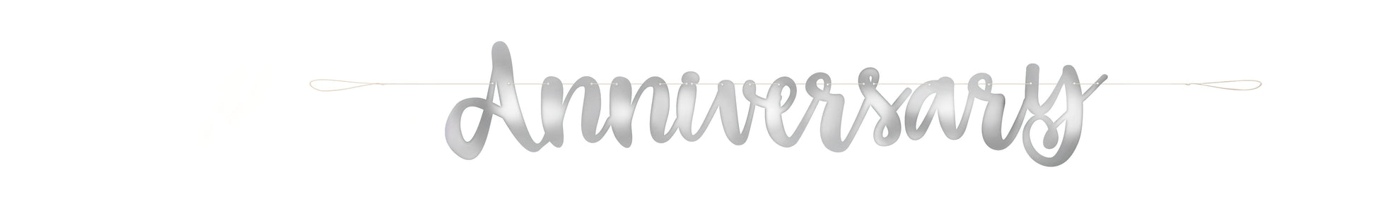 Unique Silver Script Foil "Happy Anniversary" Banner