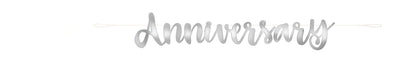 Unique Silver Script Foil "Happy Anniversary" Banner