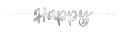 Unique Silver Script Foil "Happy Anniversary" Banner