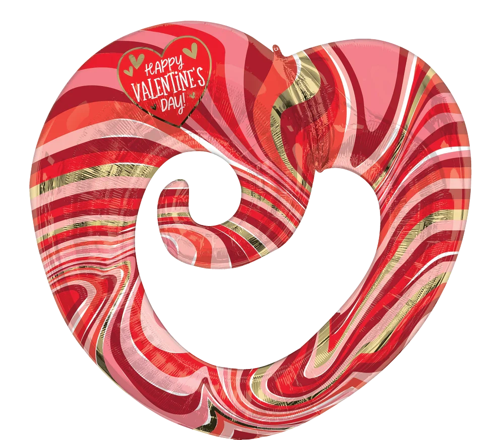 Valentine's Day Marble Twisty Heart 30″ Foil Balloon by Anagram from Instaballoons