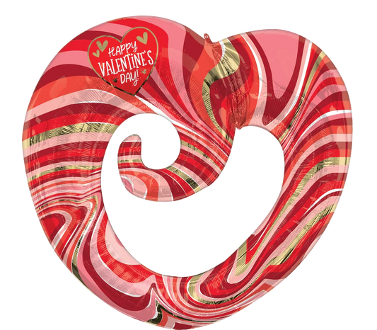 Valentine's Day Marble Twisty Heart 30″ Foil Balloon by Anagram from Instaballoons