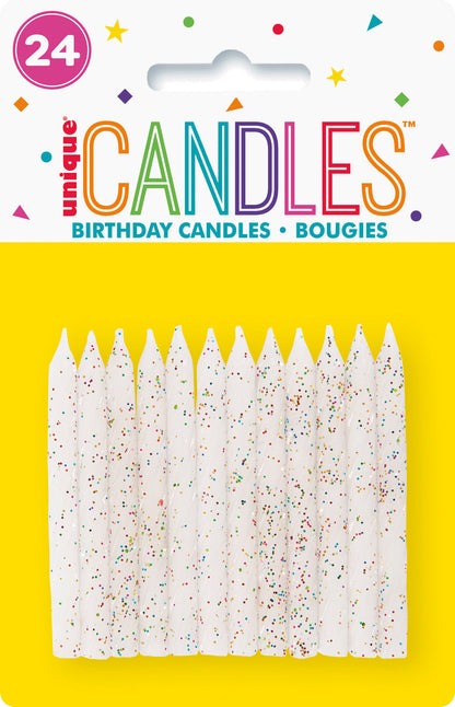 White and Glitter Spiral Birthday Candles by Unique from Instaballoons
