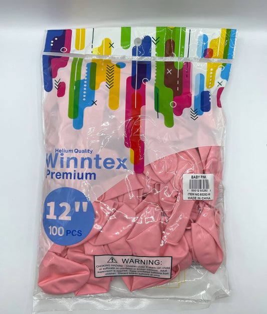 Winntex Latex Baby Pink 12″ Latex Balloons (100 count)