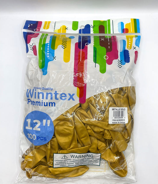 Winntex Latex Metallic Gold 12″ Latex Balloons (100 count)