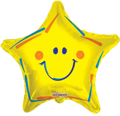 yellow SV Yellow Smiley Star 18″ Foil Balloons by Convergram from Instaballoons